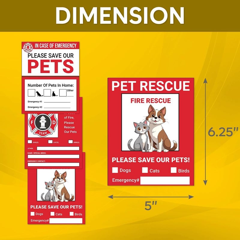 RABOWA Pack 9 Pcs Pet Rescue Emergency Sticker for Cars Vehicles Trucks Indoor Outdoor Window Warning Signs Bumper Stickers Removable Waterproof Vinyl Decals Car Exterior Accessories - Image 2
